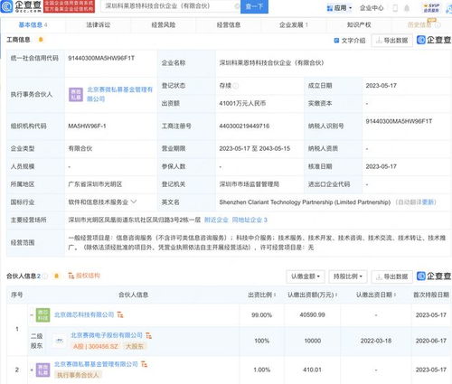 賽微電子投資4億在深圳設立科技合伙公司，拓展社會經濟咨詢服務